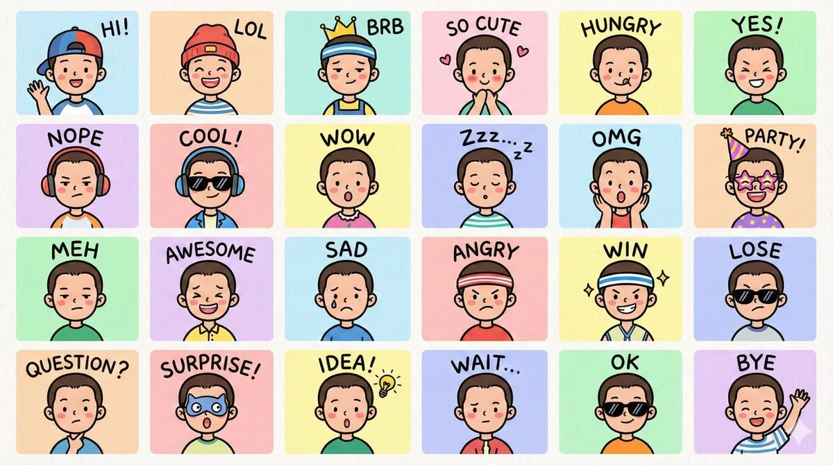 LINE style half-body Q-version emoji pack