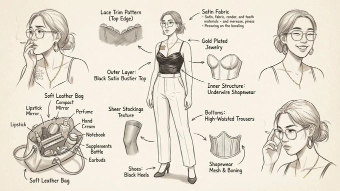 Hand-drawn style fashion style concept breakdown diagram