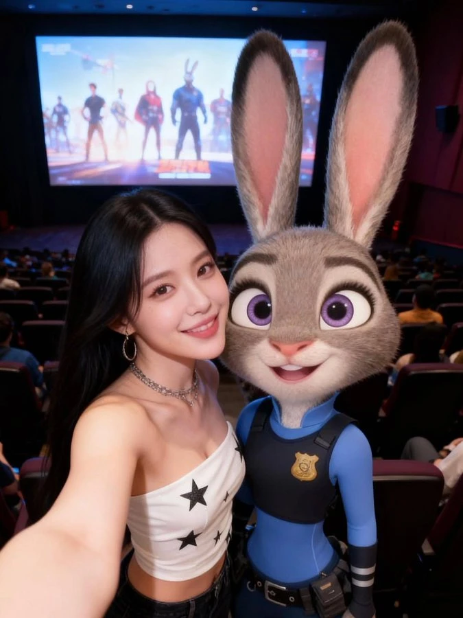 Selfie with characters in Zootopia