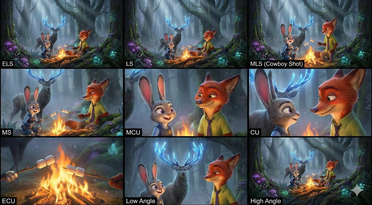 One image generating 5 shots with different depths of field