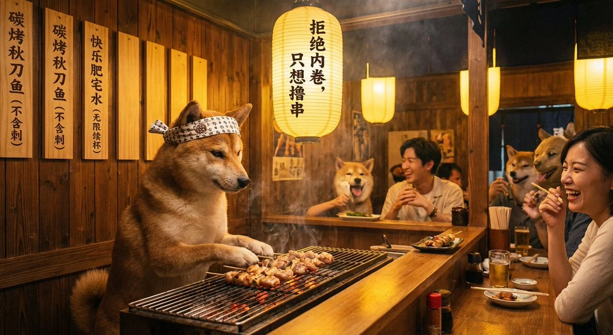Japanese izakaya dog grilling skewers